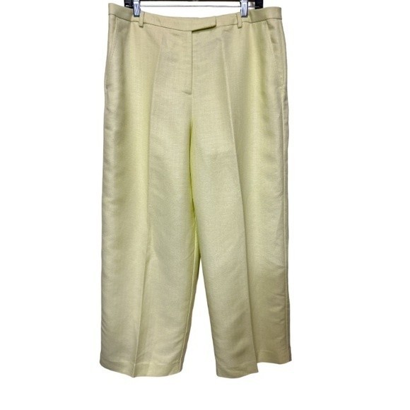 90s Emma James By 
Liz Claiborne Linen Pants High Rise Chartreuse Green Size 16P - Picture 12 of 16